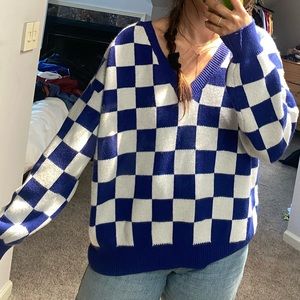 Beach Riot Checkered Bud V-Neck Sweater